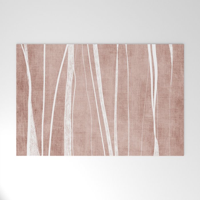 Terracotta White Lines Abstract Artwork Welcome Mat Gallery Image 1