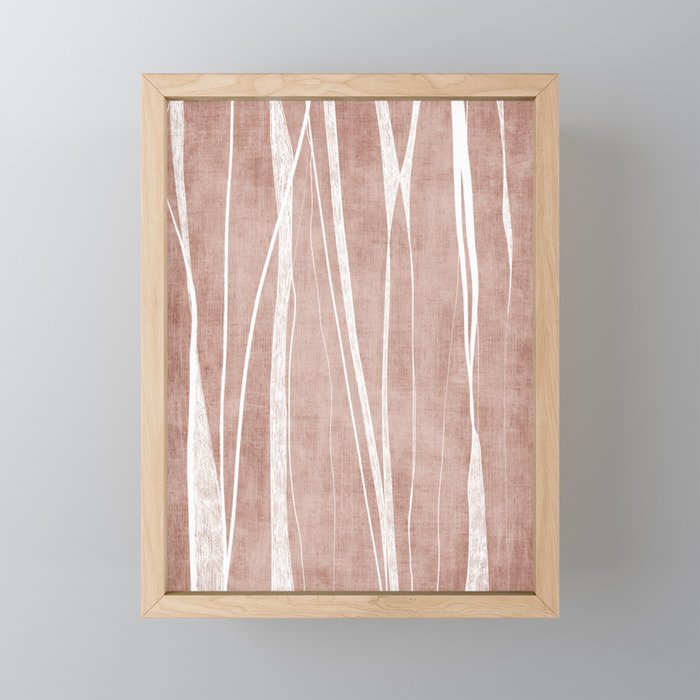 Terracotta White Lines Abstract Artwork Mini Art Print Gallery Image 1