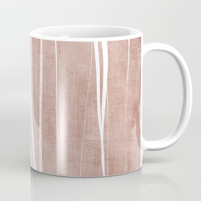 Terracotta White Lines Abstract Artwork Coffee Mug Gallery Image 1