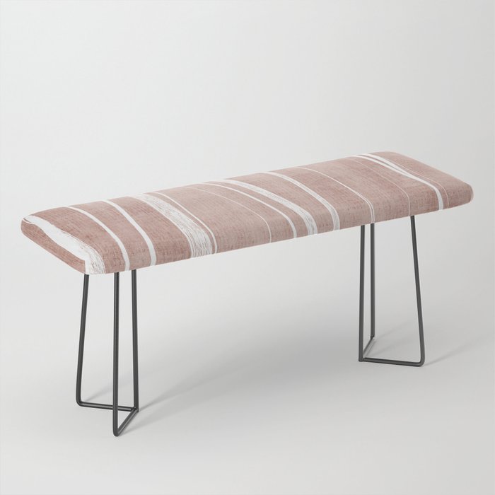 Terracotta White Lines Abstract Artwork Bench Gallery Image 1