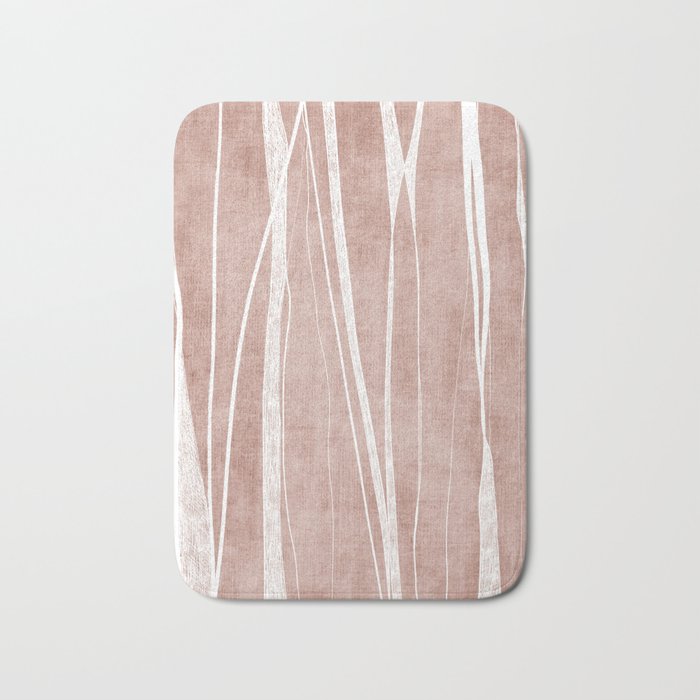 Terracotta White Lines Abstract Artwork Bath Mat Gallery Image 1