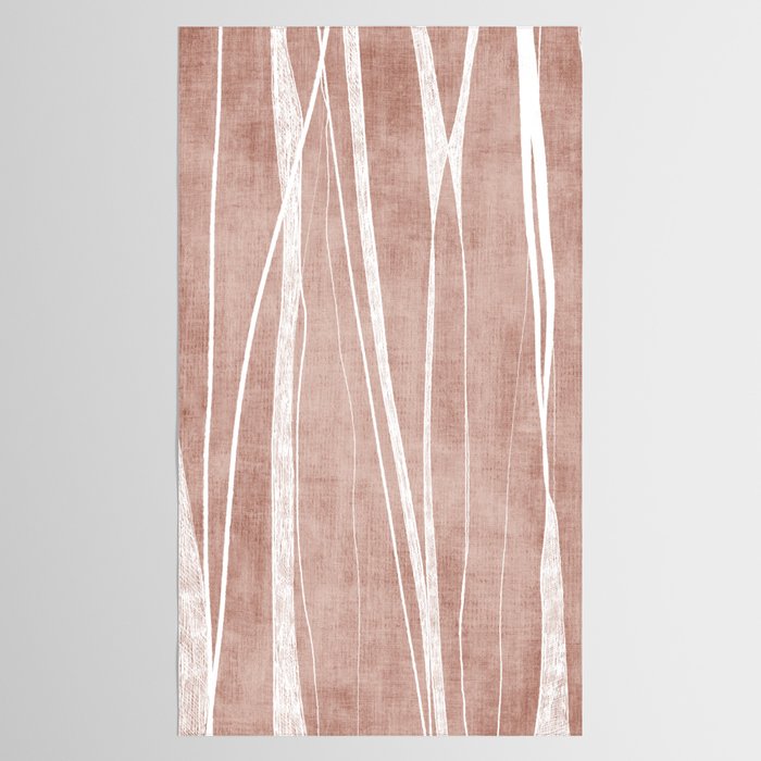 Terracotta White Lines Abstract Artwork Tablecloth Gallery Image 2