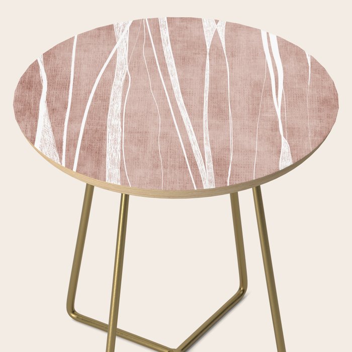 Terracotta White Lines Abstract Artwork Side Table Gallery Image 2