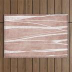 Terracotta White Lines Abstract Artwork Outdoor Rug Gallery Image 1