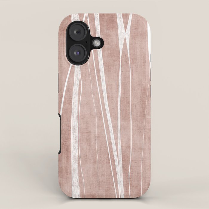 Terracotta White Lines Abstract Artwork iPhone Case Gallery Image 1
