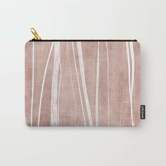 Terracotta White Lines Abstract Artwork Carry All Pouch Gallery Image 1