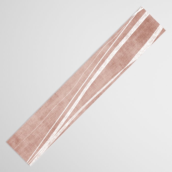 Terracotta White Lines Abstract Artwork Table Runner Gallery Image 3