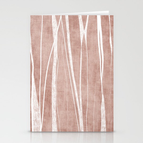 Terracotta White Lines Abstract Artwork Stationery Card Gallery Image 2