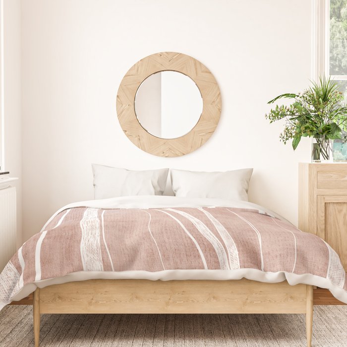 Terracotta White Lines Abstract Artwork Duvet Cover Gallery Image 3