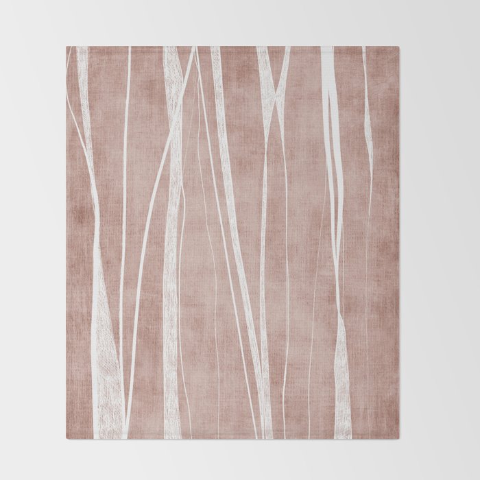 Terracotta White Lines Abstract Artwork Throw Blanket Gallery Image 2