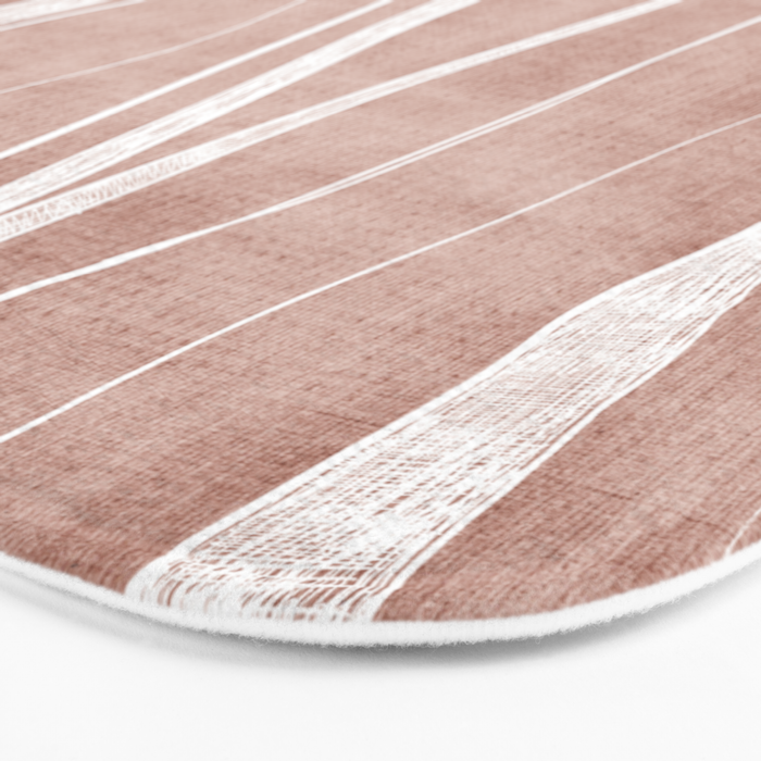Terracotta White Lines Abstract Artwork Bath Mat Gallery Image 3