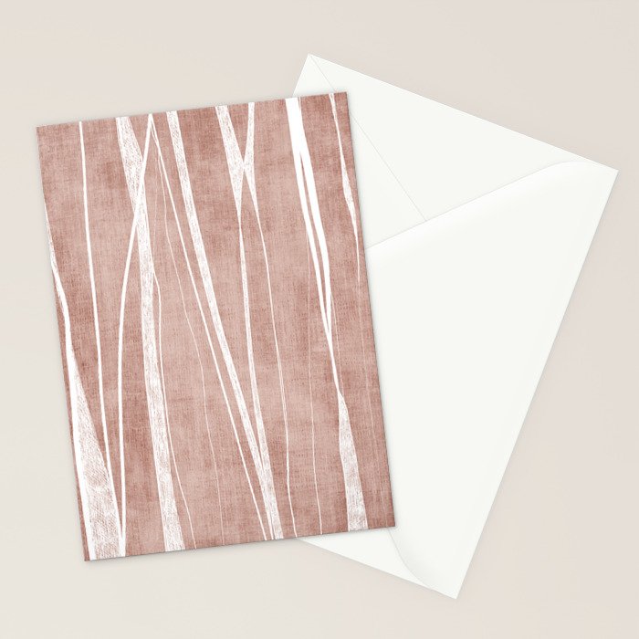 Terracotta White Lines Abstract Artwork Stationery Card Gallery Image 2