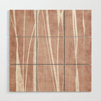 Terracotta White Lines Abstract Artwork Wood Wall Art Gallery Image 1