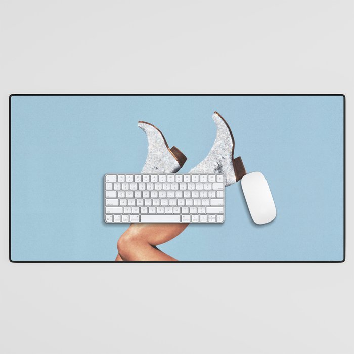 These Boots - Glitter Blue Desk Mat Gallery Image 1