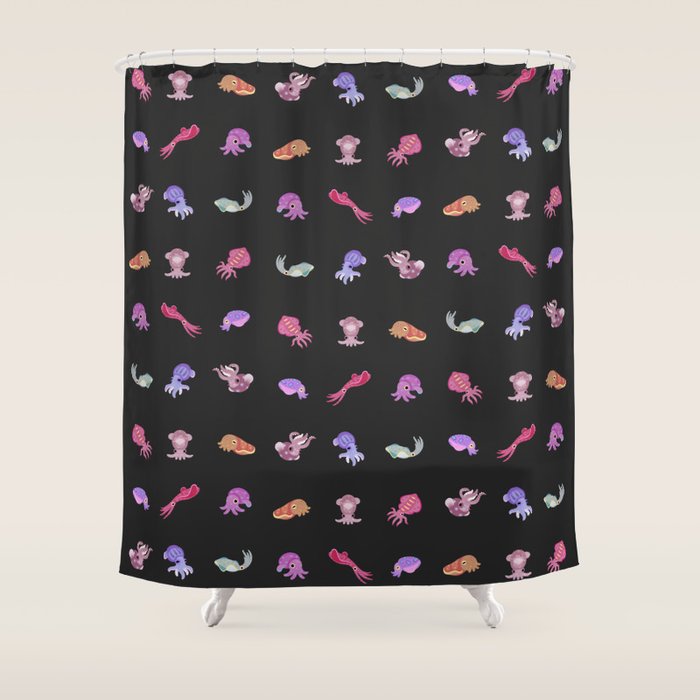 Squids - black Shower Curtain Gallery Image 1