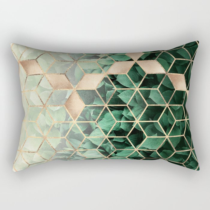Leaves And Cubes Rectangular Pillow Gallery Image 1