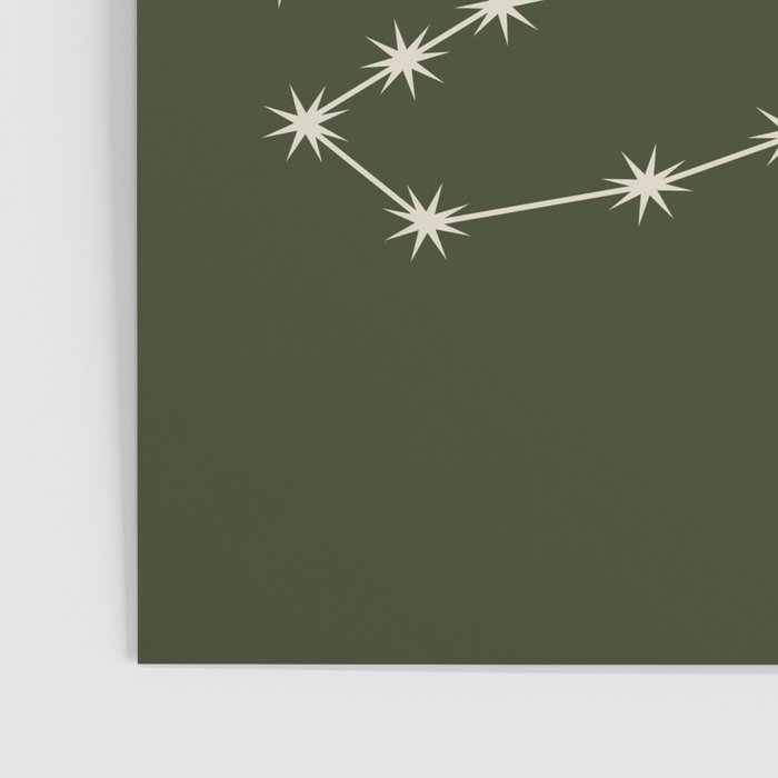 Scorpio Zodiac Star Constellation Line Art Moss Green Poster Gallery Image 3