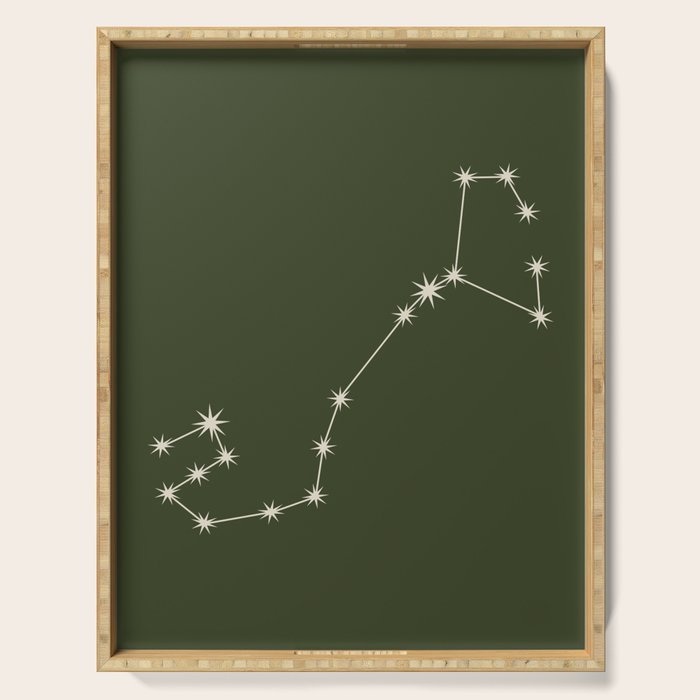 Scorpio Zodiac Star Constellation Line Art Moss Green Serving Tray Gallery Image 1