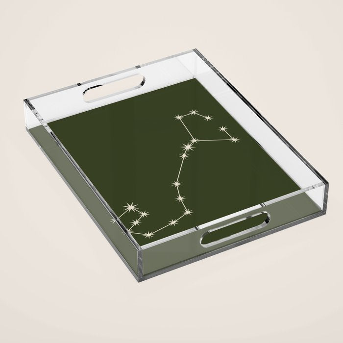 Scorpio Zodiac Star Constellation Line Art Moss Green Acrylic Tray Gallery Image 1
