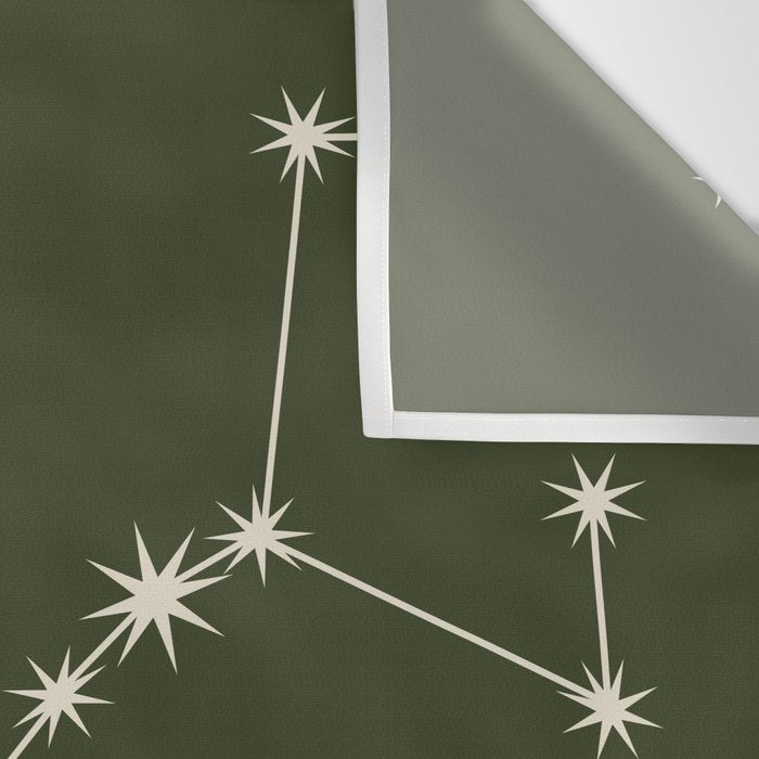 Scorpio Zodiac Star Constellation Line Art Moss Green Wall Tapestry Gallery Image 3