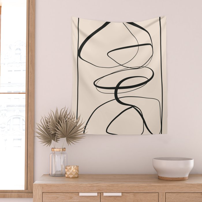 Abstract line art 48a Wall Tapestry Gallery Image 2