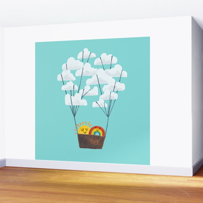 Hot cloud balloon - sun and rainbow Wall Mural Gallery Image 2