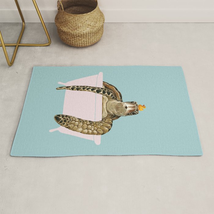 Sea Turtle in Bathtub in Blue Rug Gallery Image 1