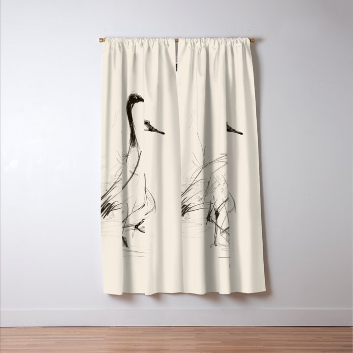 Two Geese - Minimalist Drawing Window Curtain Gallery Image 3