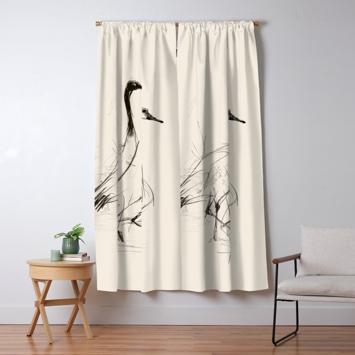 Two Geese - Minimalist Drawing Window Curtain Gallery Image 5