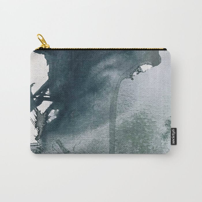 Lakeside: a minimal, abstract, watercolor and ink piece in shades of blue and green Carry All Pouch Gallery Image 1