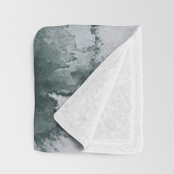 Lakeside: a minimal, abstract, watercolor and ink piece in shades of blue and green Throw Blanket Gallery Image 3