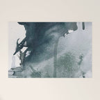 Lakeside: a minimal, abstract, watercolor and ink piece in shades of blue and green Welcome Mat Gallery Image 1