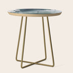 Lakeside: a minimal, abstract, watercolor and ink piece in shades of blue and green Side Table Gallery Image 1