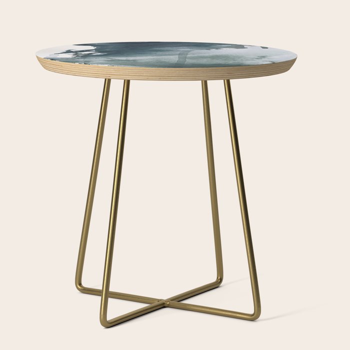 Lakeside: a minimal, abstract, watercolor and ink piece in shades of blue and green Side Table Gallery Image 1