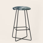 Lakeside: a minimal, abstract, watercolor and ink piece in shades of blue and green Stool Gallery Image 1
