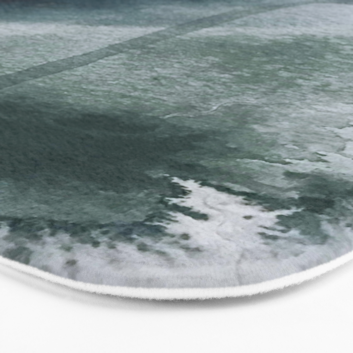 Lakeside: a minimal, abstract, watercolor and ink piece in shades of blue and green Bath Mat Gallery Image 3