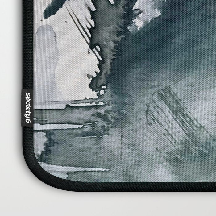 Lakeside: a minimal, abstract, watercolor and ink piece in shades of blue and green Laptop Sleeve Gallery Image 3