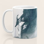 Lakeside: a minimal, abstract, watercolor and ink piece in shades of blue and green Coffee Mug Gallery Image 3