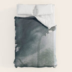 Lakeside: a minimal, abstract, watercolor and ink piece in shades of blue and green Duvet Cover Gallery Image 6