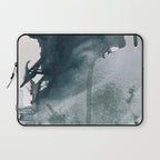 Lakeside: a minimal, abstract, watercolor and ink piece in shades of blue and green Laptop Sleeve Gallery Image 1