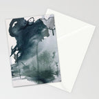 Lakeside: a minimal, abstract, watercolor and ink piece in shades of blue and green Stationery Card Gallery Image 2