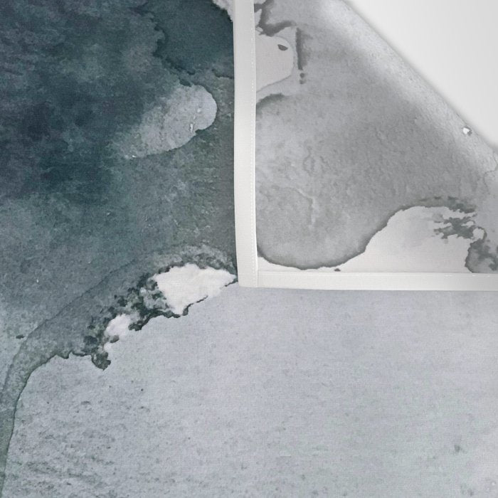 Lakeside: a minimal, abstract, watercolor and ink piece in shades of blue and green Wall Tapestry Gallery Image 3