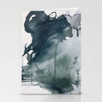 Lakeside: a minimal, abstract, watercolor and ink piece in shades of blue and green Stationery Card Gallery Image 2
