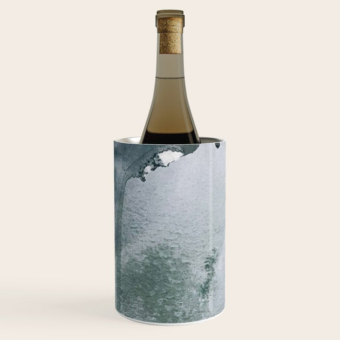 Lakeside: a minimal, abstract, watercolor and ink piece in shades of blue and green Wine Chiller Gallery Image 3