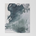 Lakeside: a minimal, abstract, watercolor and ink piece in shades of blue and green Throw Blanket Gallery Image 2