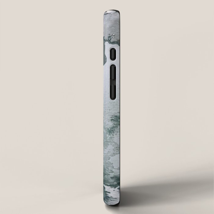 Lakeside: a minimal, abstract, watercolor and ink piece in shades of blue and green iPhone Case Gallery Image 2