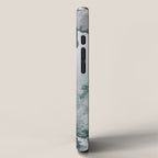 Lakeside: a minimal, abstract, watercolor and ink piece in shades of blue and green iPhone Case Gallery Image 2