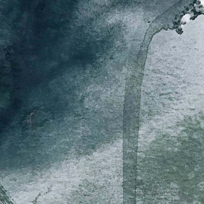 Lakeside: a minimal, abstract, watercolor and ink piece in shades of blue and green Coffee Mug Gallery Image 2