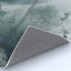 Lakeside: a minimal, abstract, watercolor and ink piece in shades of blue and green Rug Gallery Image 4