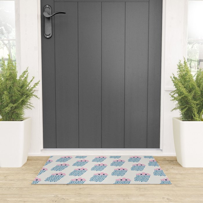Pink Rain Pattern Welcome Mat Gallery Image 3